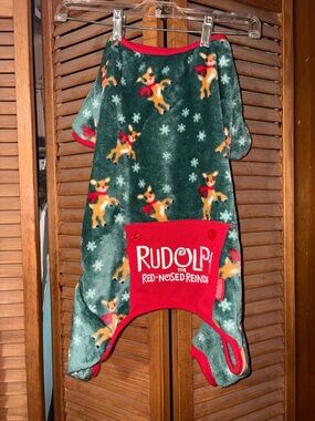 Rudolph dog pajama’s.